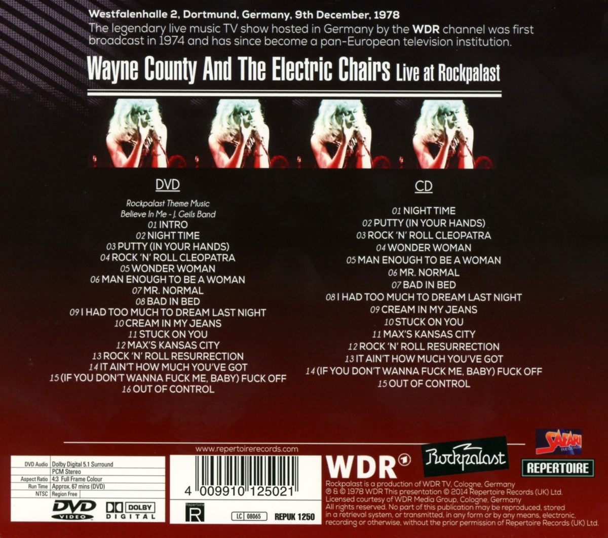 Wayne County & The Electric Chairs - Live At Rockpalast (CD+DVD)