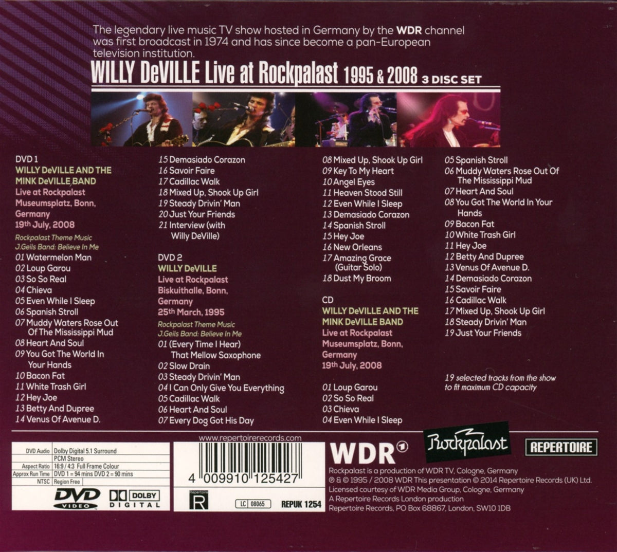 Willy De Ville - Live At Rockpalast (2008 & 1995 Shows) (CD+2DVD)