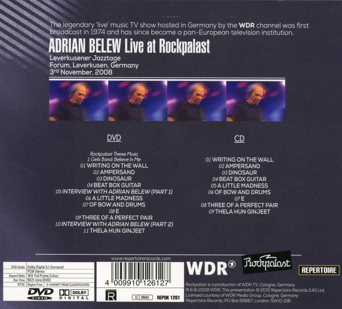 Adrian Belew - Live At Rockpalast (CD+DVD)