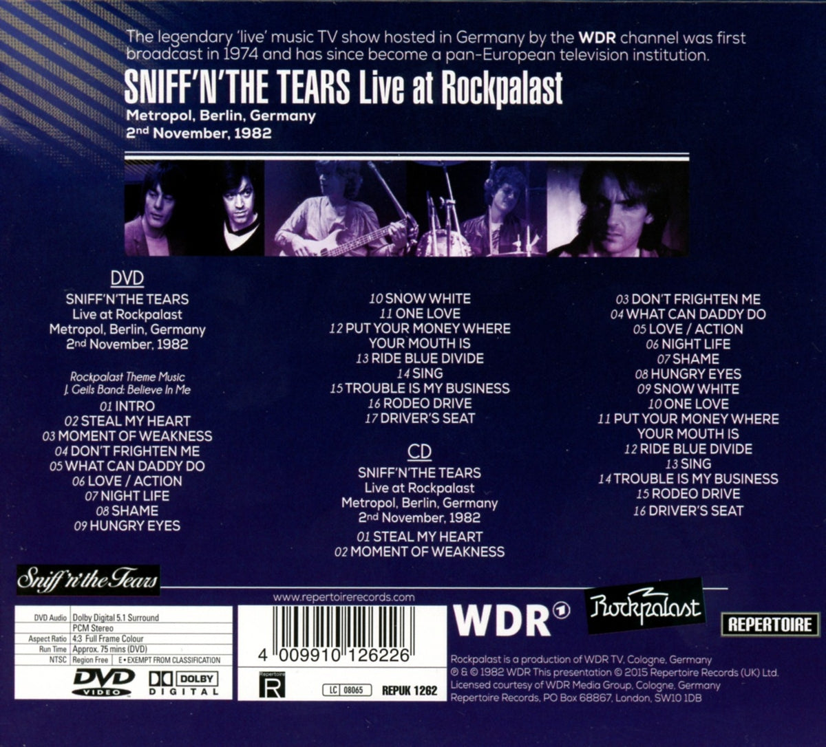 Sniff 'N' The Tears - Live At Rockpalast (CD+DVD)
